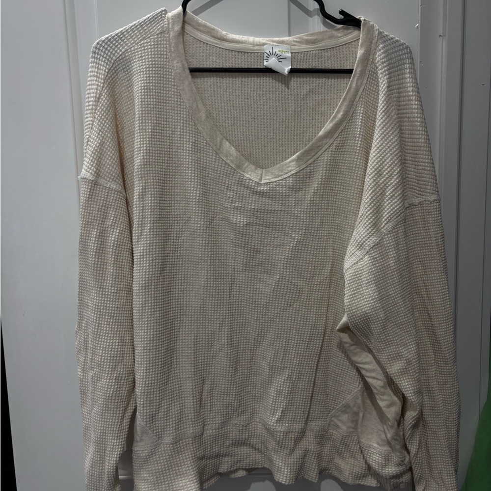 Aerie Cream Waffle Knit Top